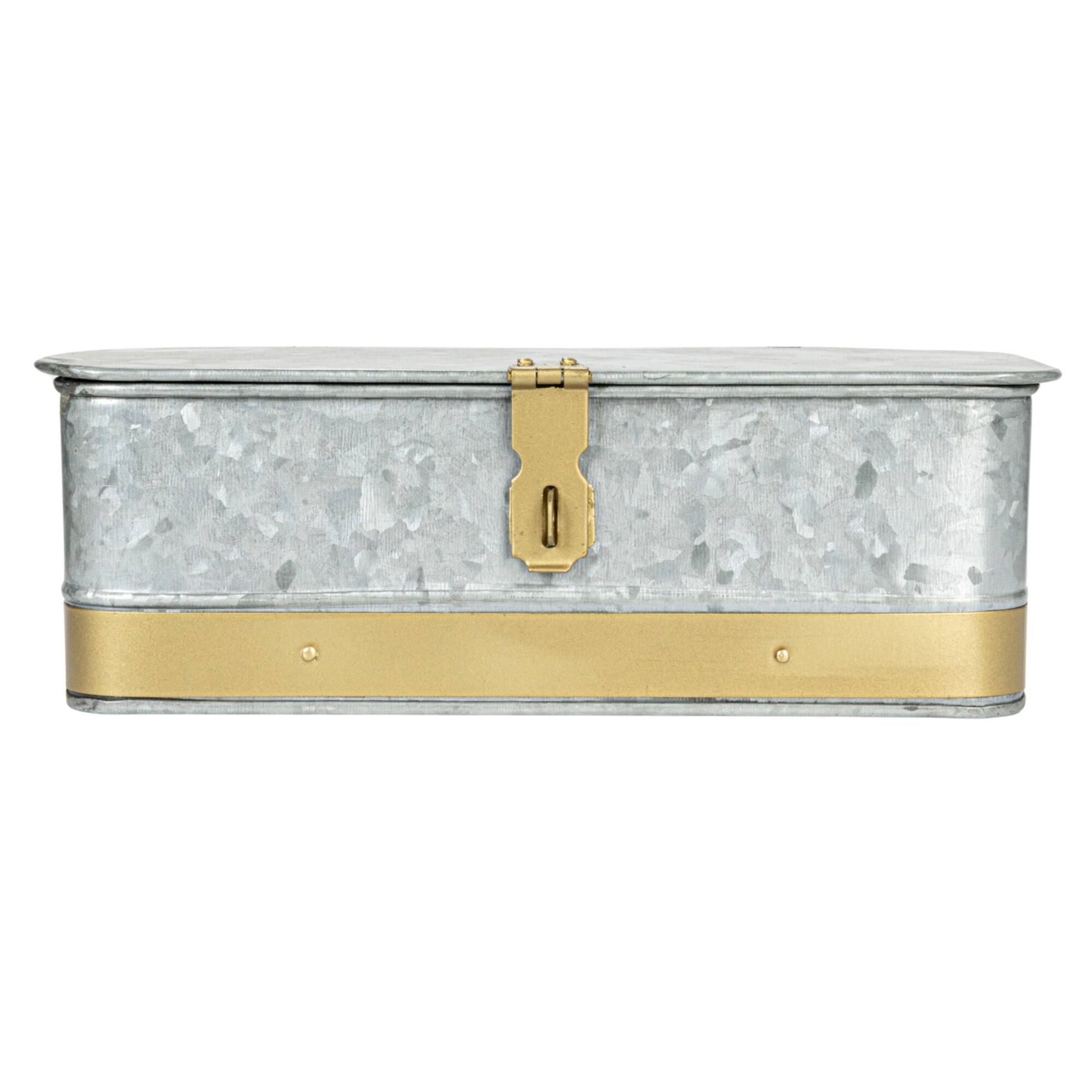 Hello Honey® Silver Rectangular Metal Nesting Storage Boxes with Hasp Lock